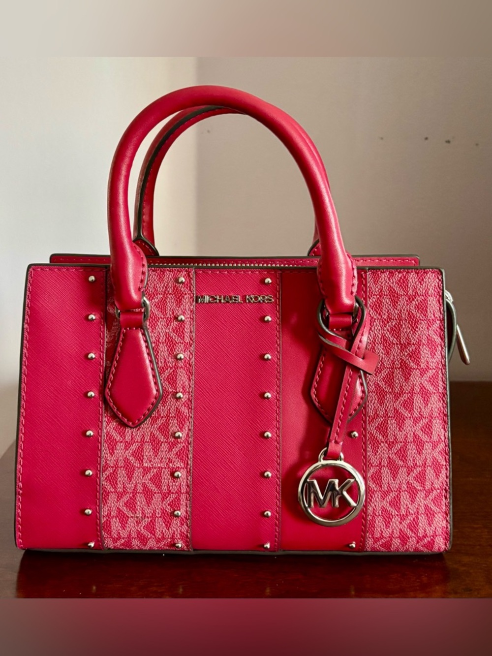Michael Kors Sheila SM Satchel Shoulder Bag MK Raspberry